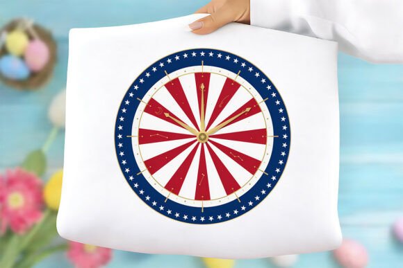 American Flag Clock Graphics & Freebies